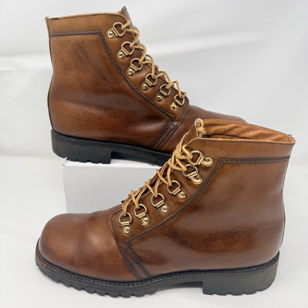 Vintage Spanish Leather Hiking Boots 9D Brown Mountaineering Gorpcore Heritage